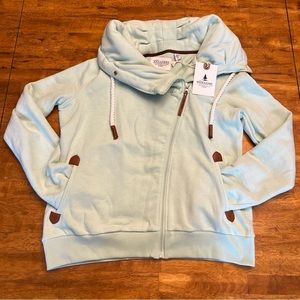 Wanakome NWT Asymmetrical Full Zip Sweatshirt Size XL Cucumber Light Green